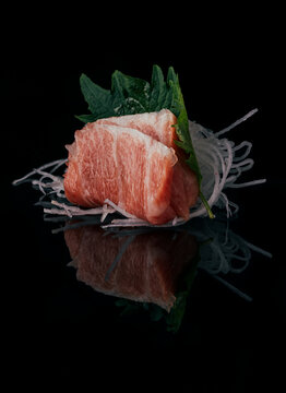 Sashimi slices of tuna otoro