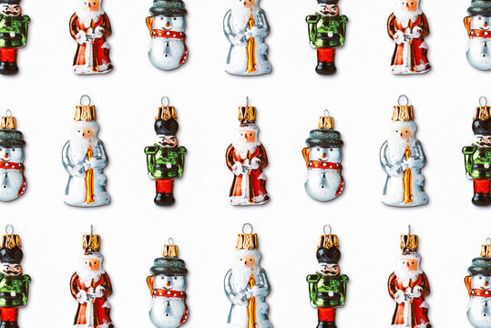 A snowman, Santa Claus and Nutcracker Baubles