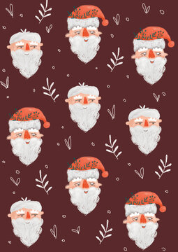 Santa pattern postcard