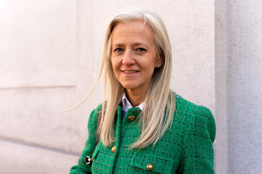 Portrait Of A Stylish Woman With A Green Jacket.