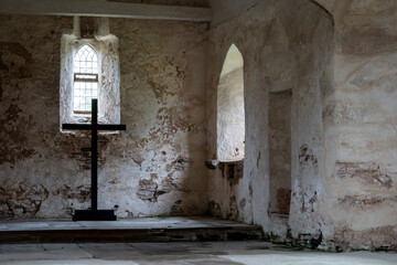 A cross in an old church