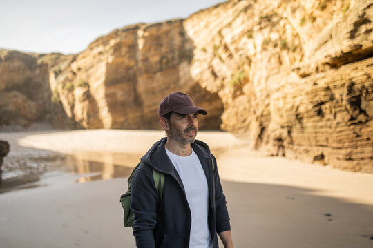 middle-aged man on the beach