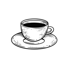 Coffee cup hand drawn black color sketch style vector art illustration.
