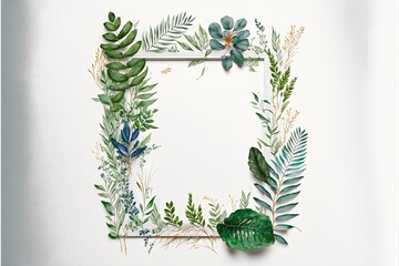 Frame with herbs and plants created with AI