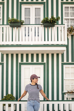 young woman in the city of aveiro, portugal