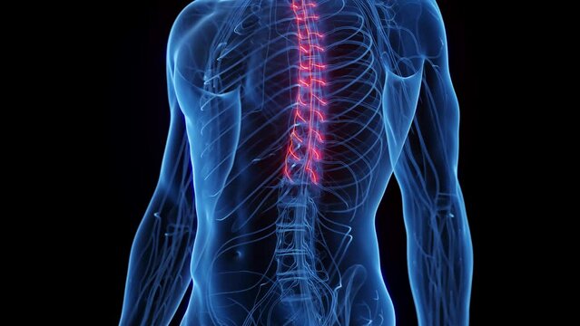 3D rendered medical animation of a man's sympathetic nerves