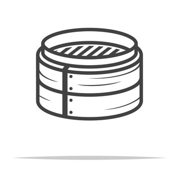 Bamboo steamer basket icon transparent vector isolated