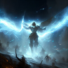 Obraz na płótnie Canvas Fantasy epic battle, AI generative