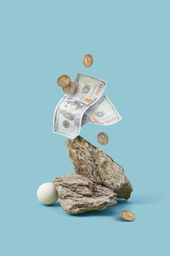 Dollar and cents on stone display.