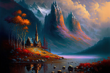 Fantasy stunning landscape. Generative AI.


