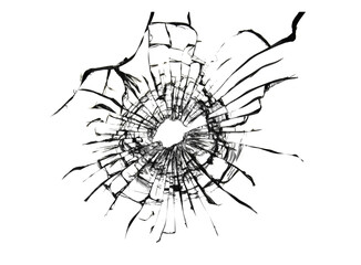 Broken window, background of cracked glass. Abstract texture on white background