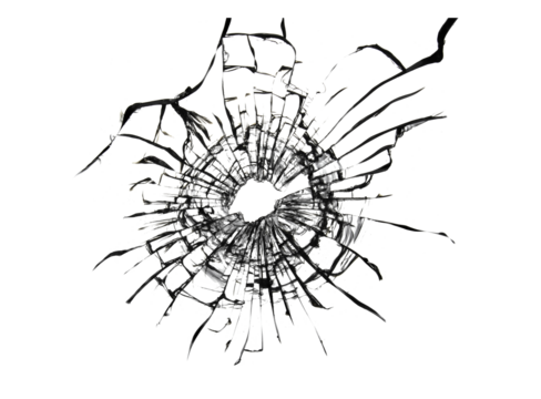 Broken window, background of cracked glass. Abstract texture on white background