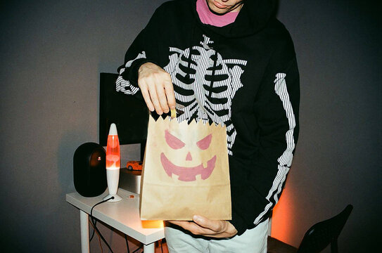 Trick or treat. man at halloween party
