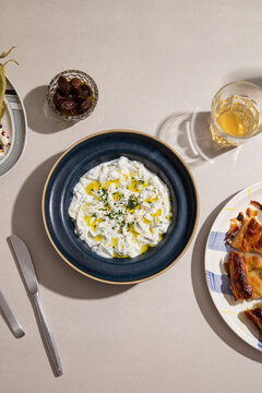Tzatziki salad on the table