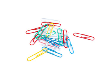 Paper clip or office bind clip, stationery, realistic object on isolated white background. Office leadership and team work concept.