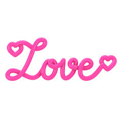 Love letter in 3D styled hand lettering with transparent background