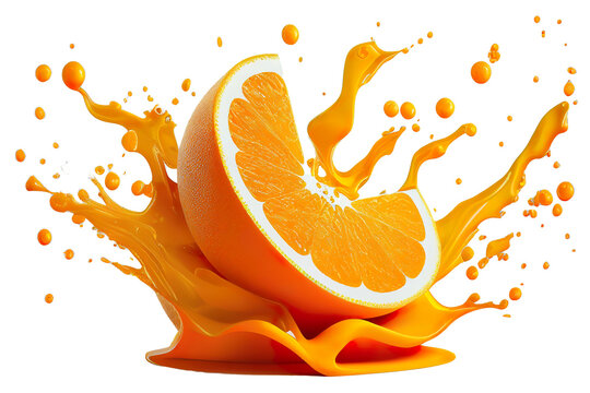 orange with orange juice splash