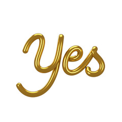 Yes letter in 3D styled hand lettering with transparent background