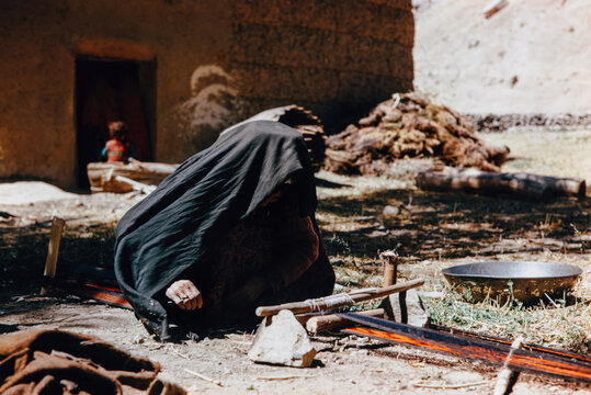 Afghan Woman Weaving Craft