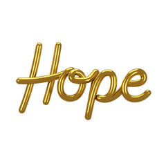 Hope letter in 3D styled hand lettering with transparent background