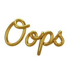 Oops letter in 3D styled hand lettering with transparent background