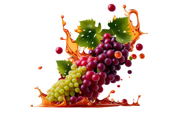grapes with grapes juice isolated