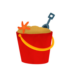 Sand bucket with Solve and Starfish  Illustration