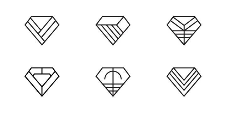 set of diamond geometric logo vector design