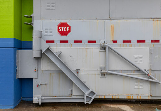 Flood gate Urban  Street Wall with Stop sign