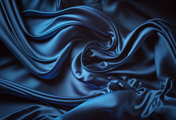 Fototapeta premium Ai-Generated Render of a Dark Blue, Luxurious, and Glimmering Background of Silk Satin, Velvet, and Glitter