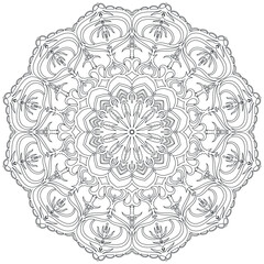 Flower mandala coloring page. Vintage decorative elements vector illustration. Islam, Arabic, Indian, moroccan,spain, turkish, pakistan, chinese, mystic, ottoman motifs.