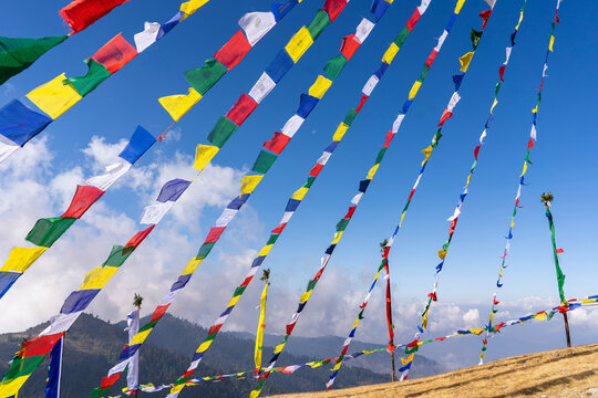 Flags of prayer in the Himalayan region of Nepal