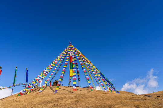 Flags of prayer in the Himalayan region of Nepal