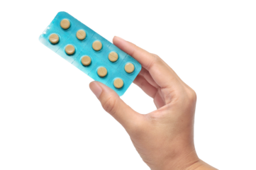Women holding medicine tablets in a Blister Pack 