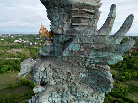 aerial view drone GWK Garuda Wisnu Kencana statue Bali indonesia