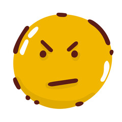 smiling emoji with mouth dissatisfied emoticon isolated on white