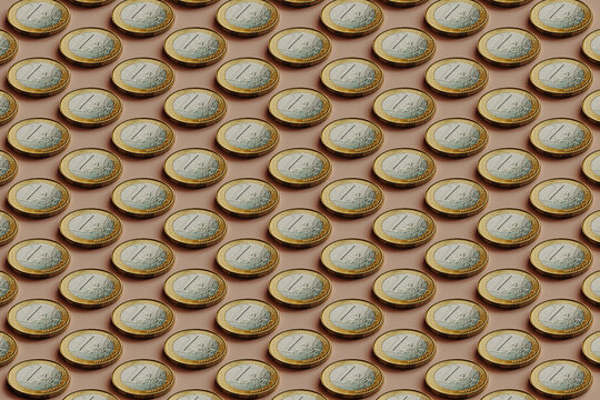 3d pattern of many euro coins