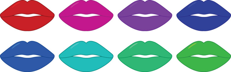 female lips with different color clipart