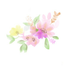 Fototapeta na wymiar flower floral watercolor bouquet bunch wedding template card peony