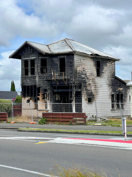 Fire damaged house