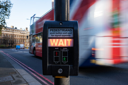 Sign Of Waiting For Pedestrians On The Street