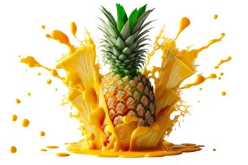 Deurstickers pineapple juice and fruits © Ahmed Shaffik