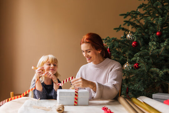 Mother, Daughter and Christmas Present 