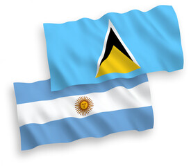 Flags of Saint Lucia and Argentina on a white background