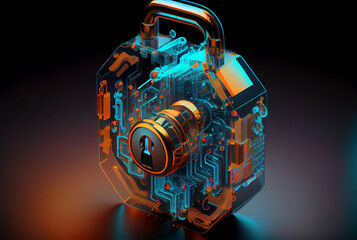 Concept for data privacy.conceptual cyber security encryption.  Generative AI.