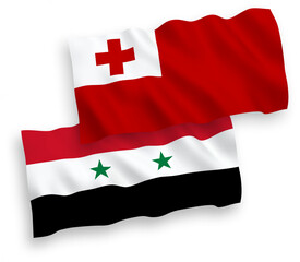 Flags of Kingdom of Tonga and Syria on a white background