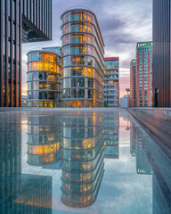 Fototapeta na wymiar Modern architecture, media harbor of Dusseldorf, Germany