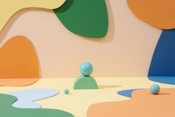 Abstract mock up scene pastel color.