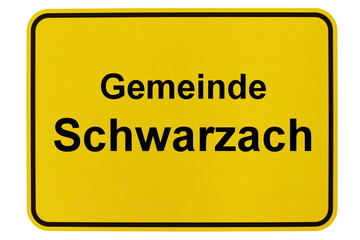 Illustration eines Ortsschildes der Gemeinde Schwarzach in Baden-Württemberg - obrazy, fototapety, plakaty