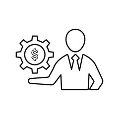 Settings, finance service line icon. Outline vector.